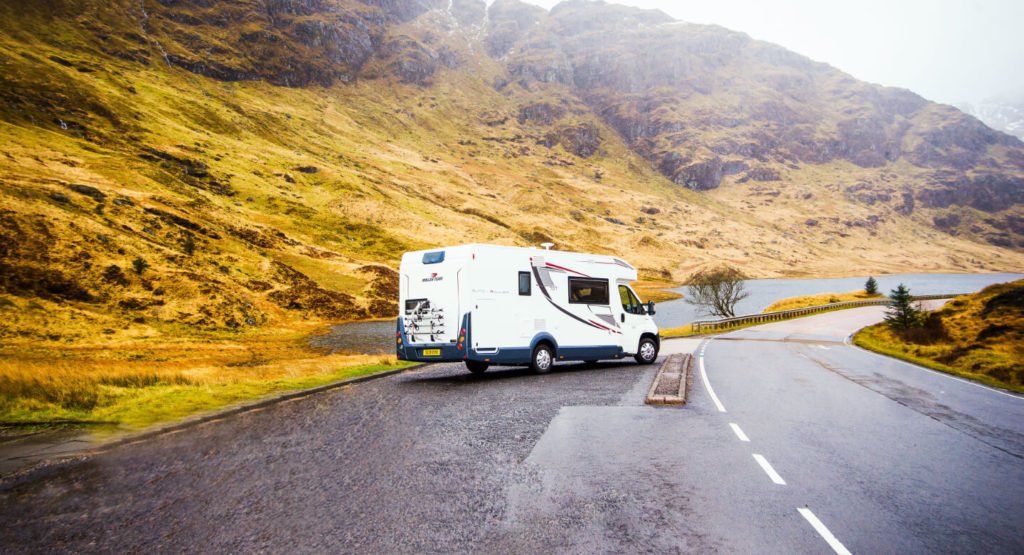 image of the SR Motor Home on a country road